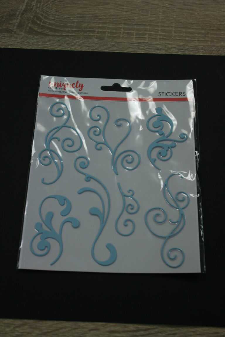 Blue Flourish Puffy Stickers